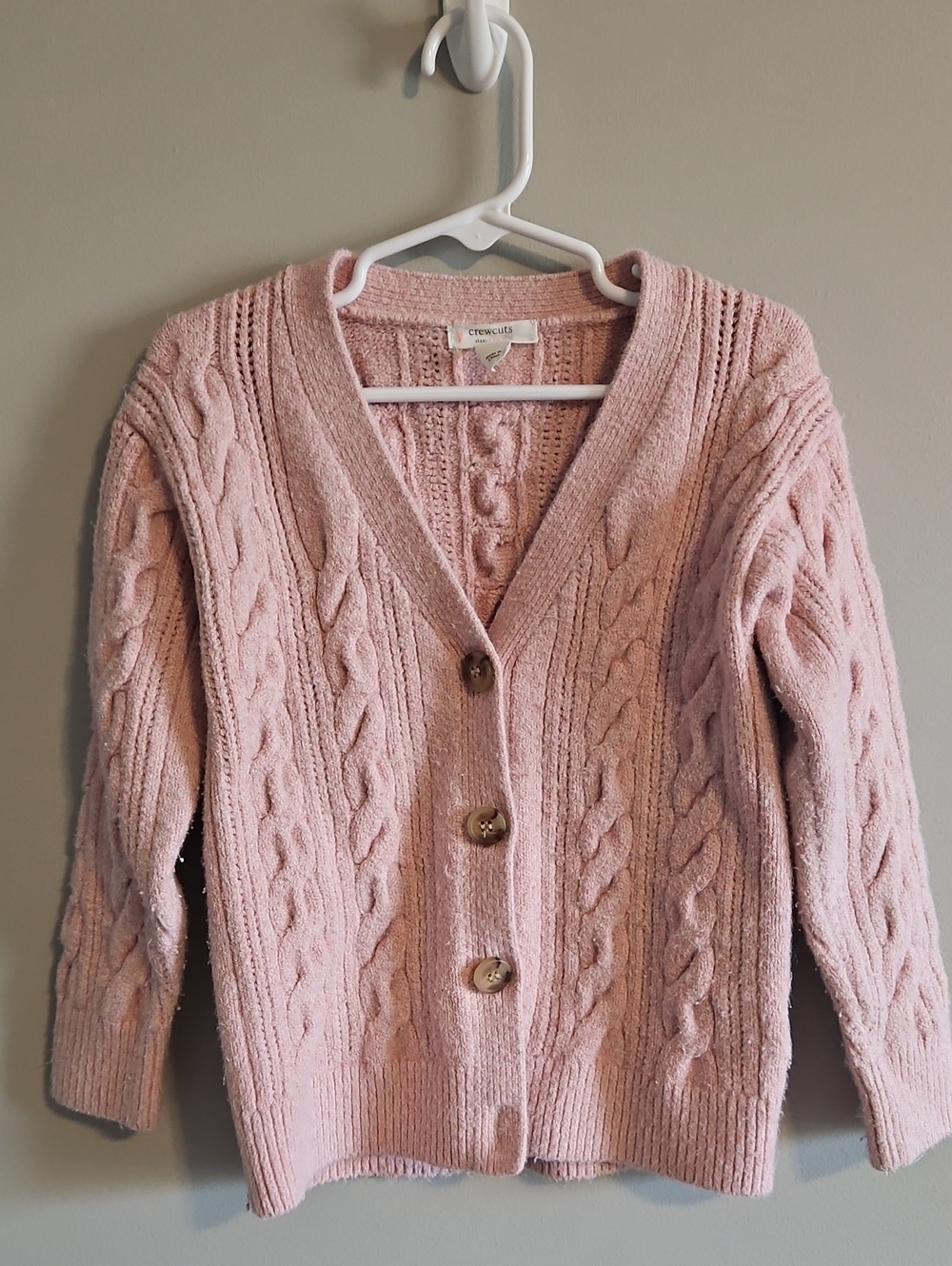 Crewcuts Girls Pink Cable-Knit Button Front Cardigan Sz4-5
